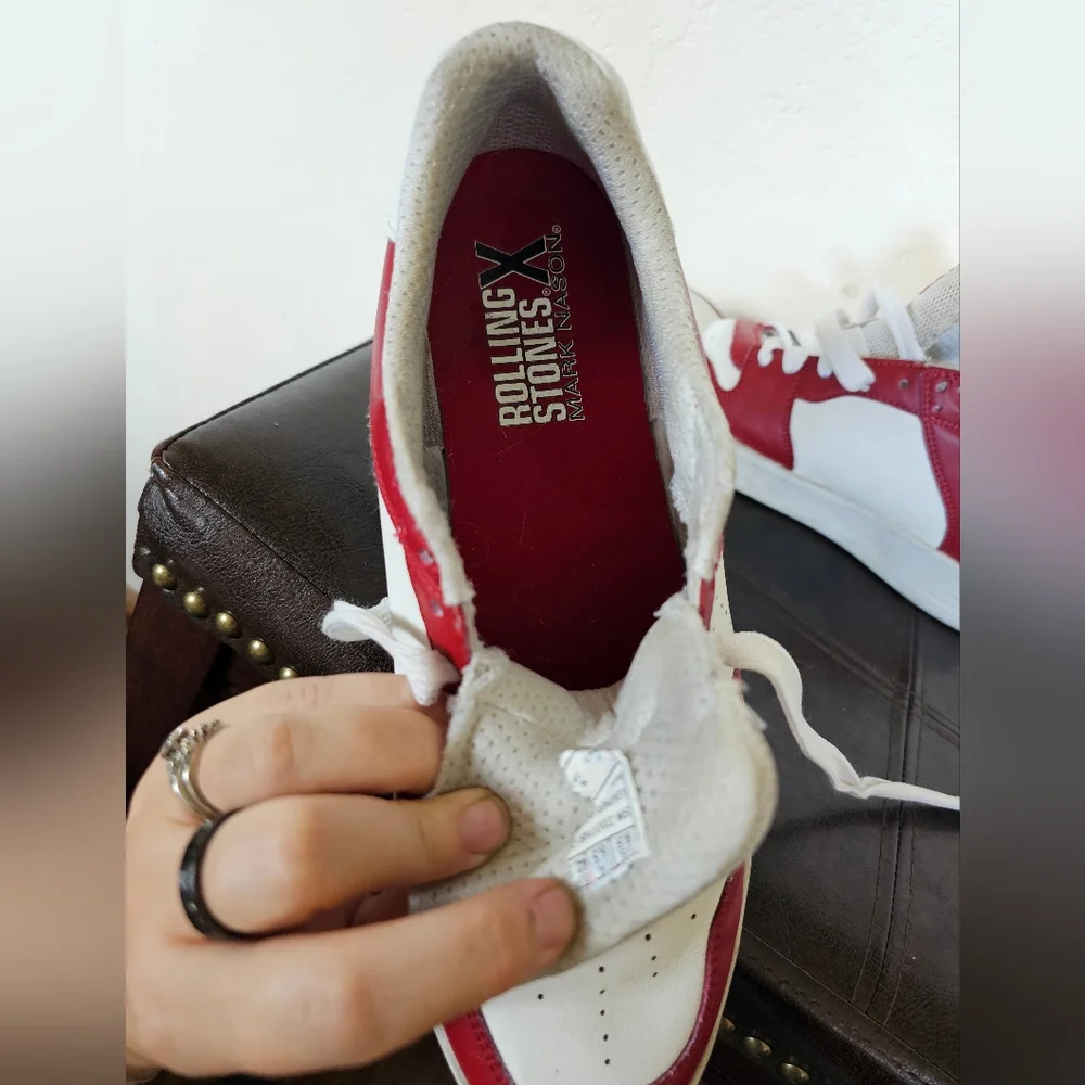 Rolling Stones X Mark Nason Leather Palmilla Marquee Red White Sneakers‎ 9.5